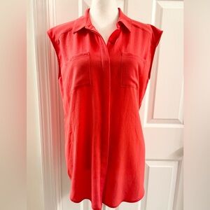HALOGEN women’s Red sleeveless button-down top shirt Sz M. 1‎